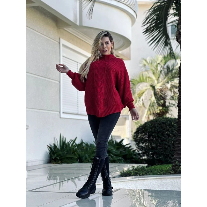 Blusa PLUS SIZE poncho blusão lã 48 a 54 tricot tricô - Imagem 5