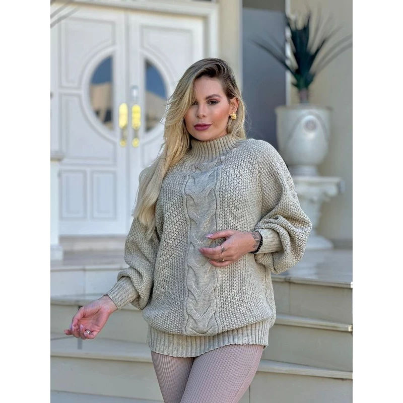 Blusa PLUS SIZE poncho blusão lã 48 a 54 tricot tricô - Imagem 2