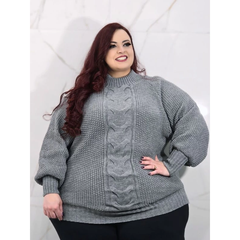 Blusa PLUS SIZE poncho blusão lã 48 a 54 tricot tricô - Imagem 6