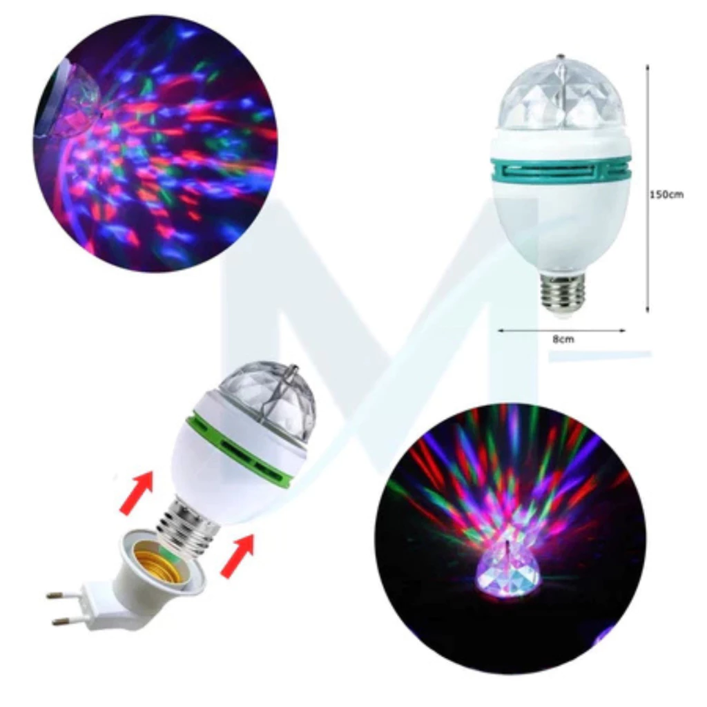Lâmpada RGB LED Colorido Globo Giratória De Luz Festa - Imagem 2