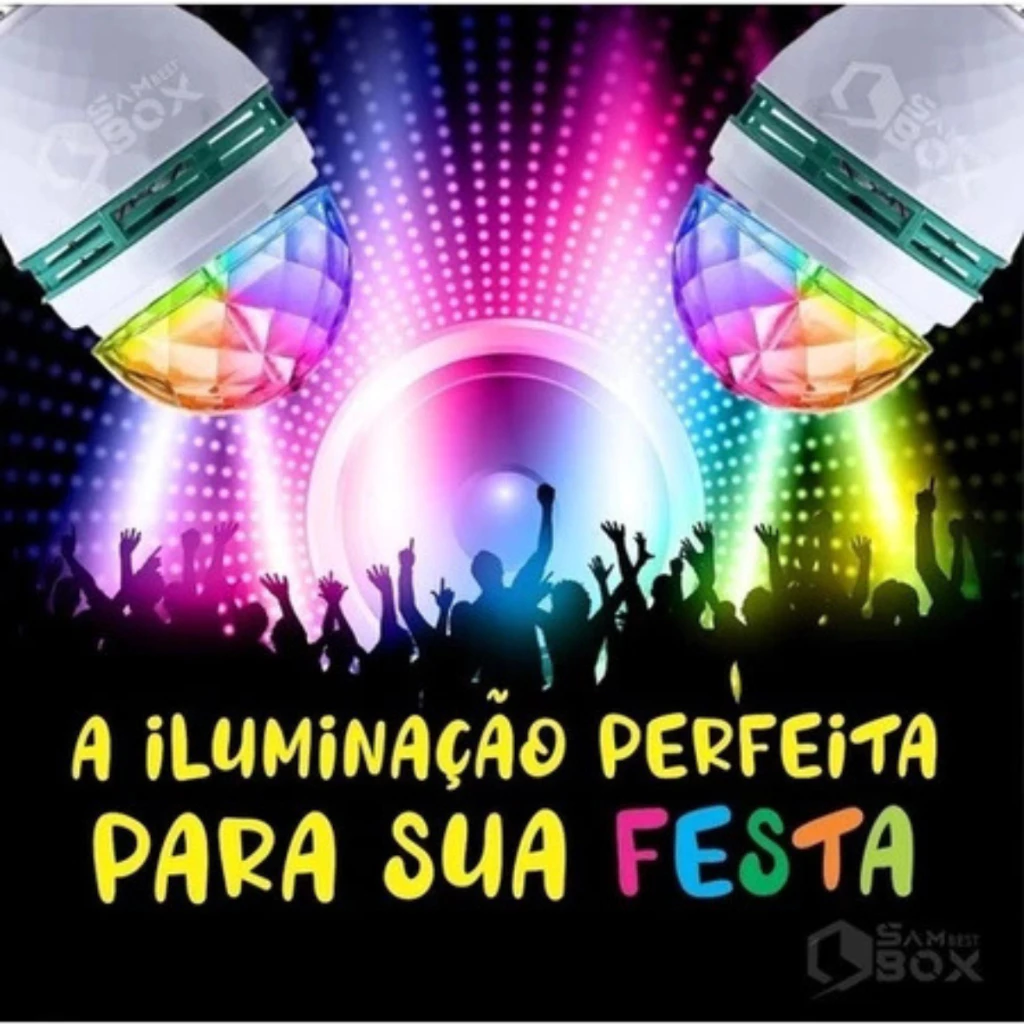 Lâmpada RGB LED Colorido Globo Giratória De Luz Festa - Imagem 7