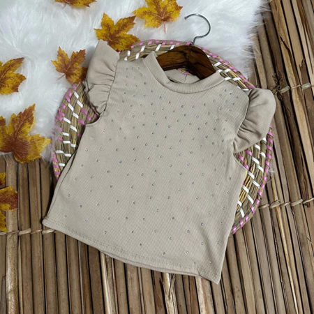 BLUSA INFANTIL MENINAS PEDRARIA MANGA PRINCESA