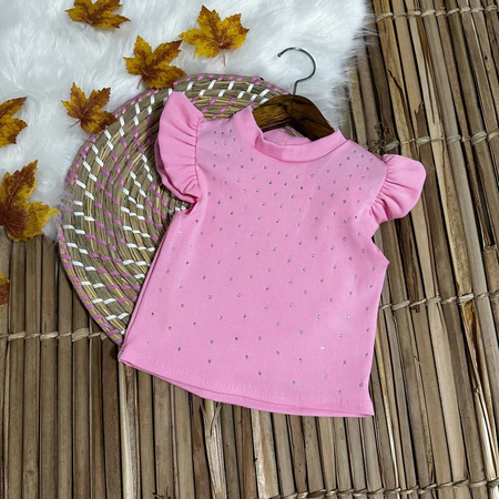 BLUSA INFANTIL MENINAS PEDRARIA MANGA PRINCESA