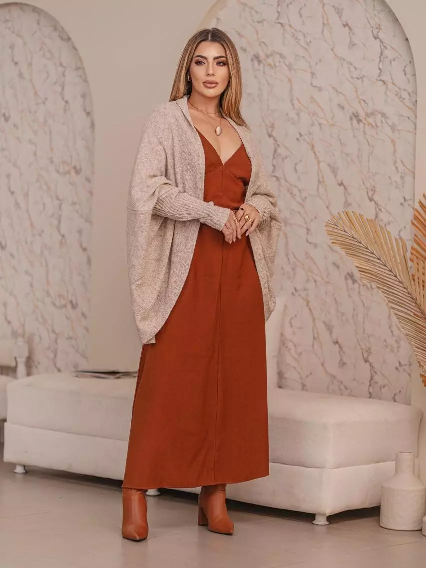 Casaco de Tricot Mousse Quentinho Cardigã Capa Quimono Feminino Liso Despojado - Imagem 2