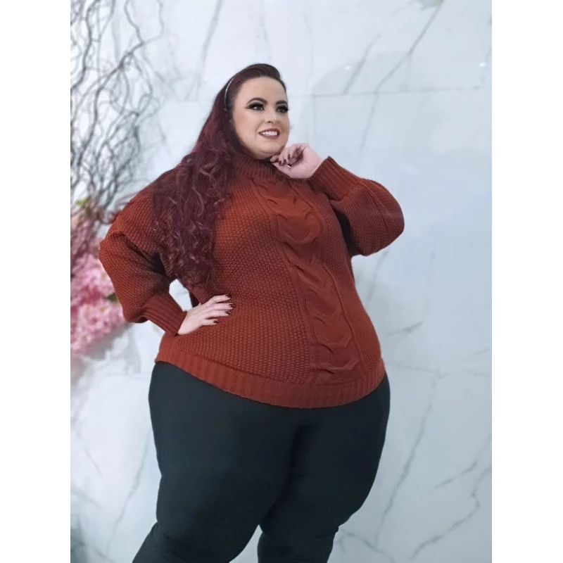 Blusa PLUS SIZE poncho blusão lã 48 a 54 tricot tricô - Imagem 7