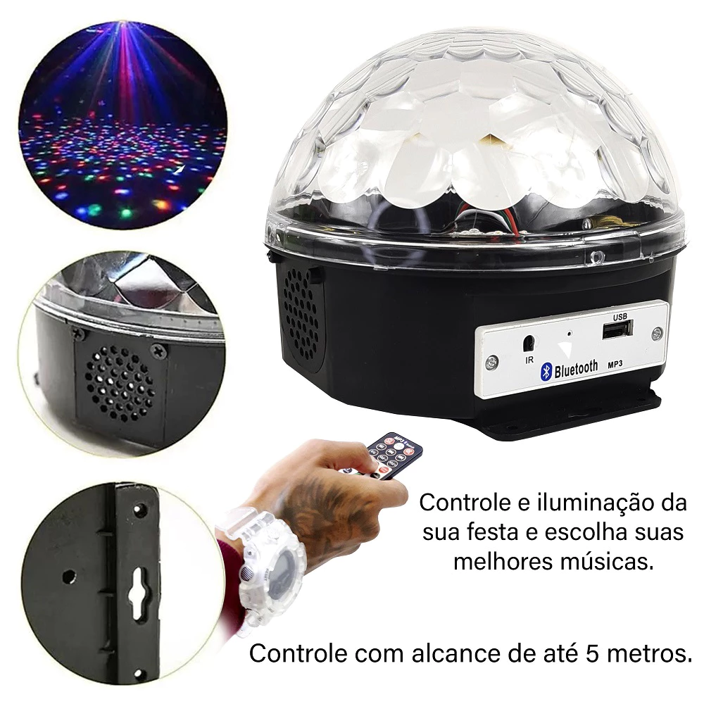 Bola Maluca Led Globo De Luz 9 Cores 24w Rgb Dmx Ritmico Cristal - Imagem 3