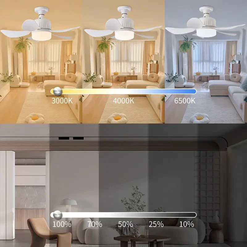 Ventilador de teto Com Luz para Pequenos Espaços (6 Hélices) Controle Remoto Bivolt LED 110V-220V - Imagem 5