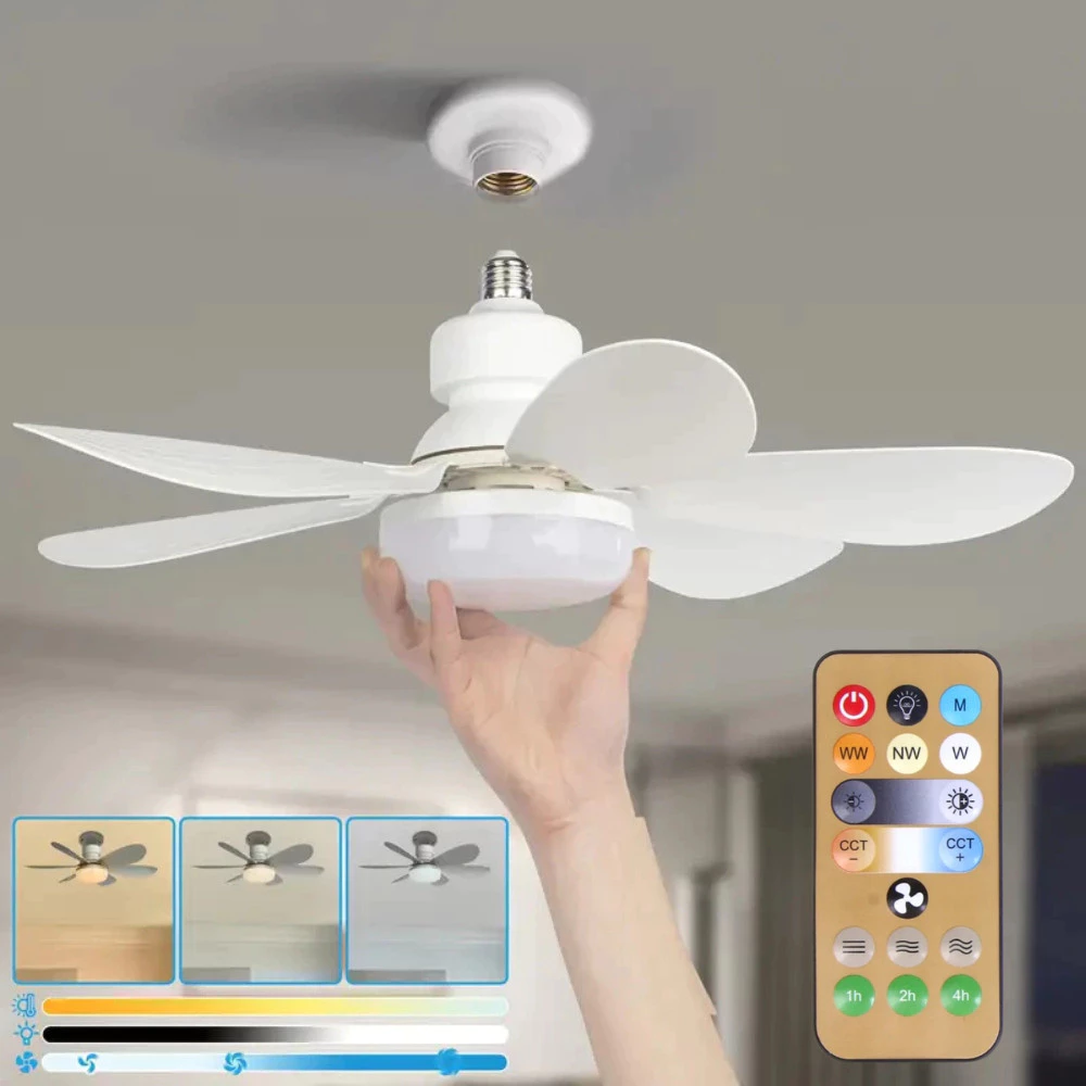 Ventilador de teto Com Luz para Pequenos Espaços (6 Hélices) Controle Remoto Bivolt LED 110V-220V - Imagem 3