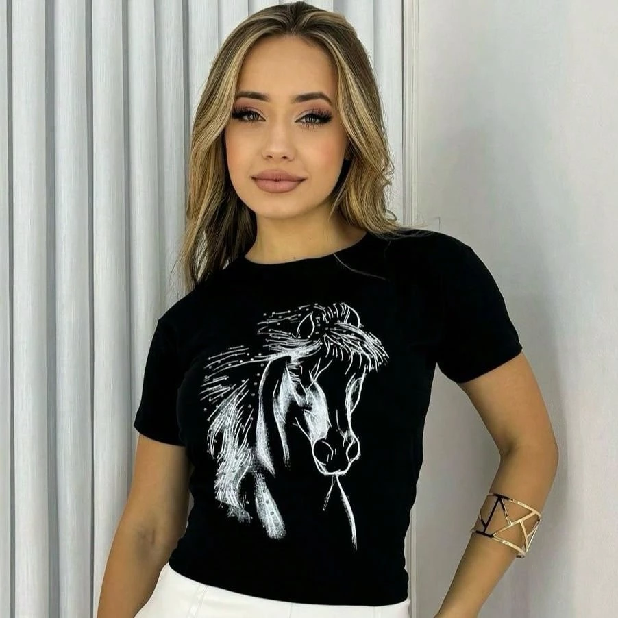 T-shirts Country Feminina Blusinha Cavalo