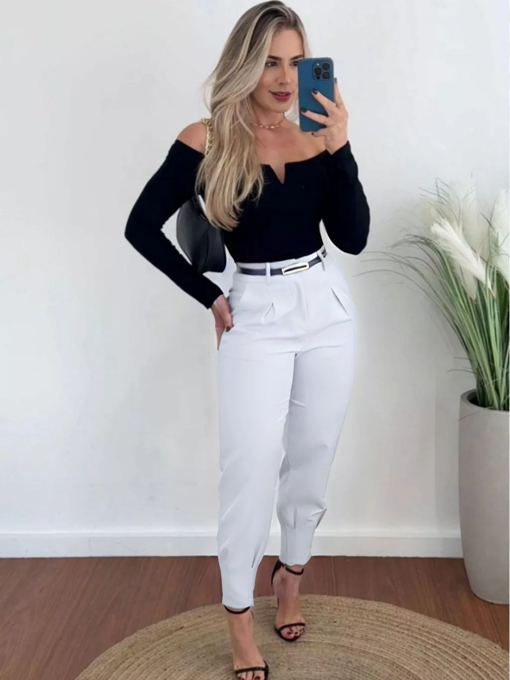 Calça Alfaiataria Feminina Cintura Alta Com Pença Casual e Social - Imagem 2