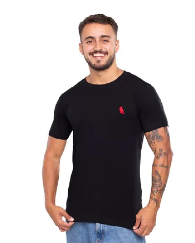 Camiseta masculina malha peruana premium algodao gola redonda